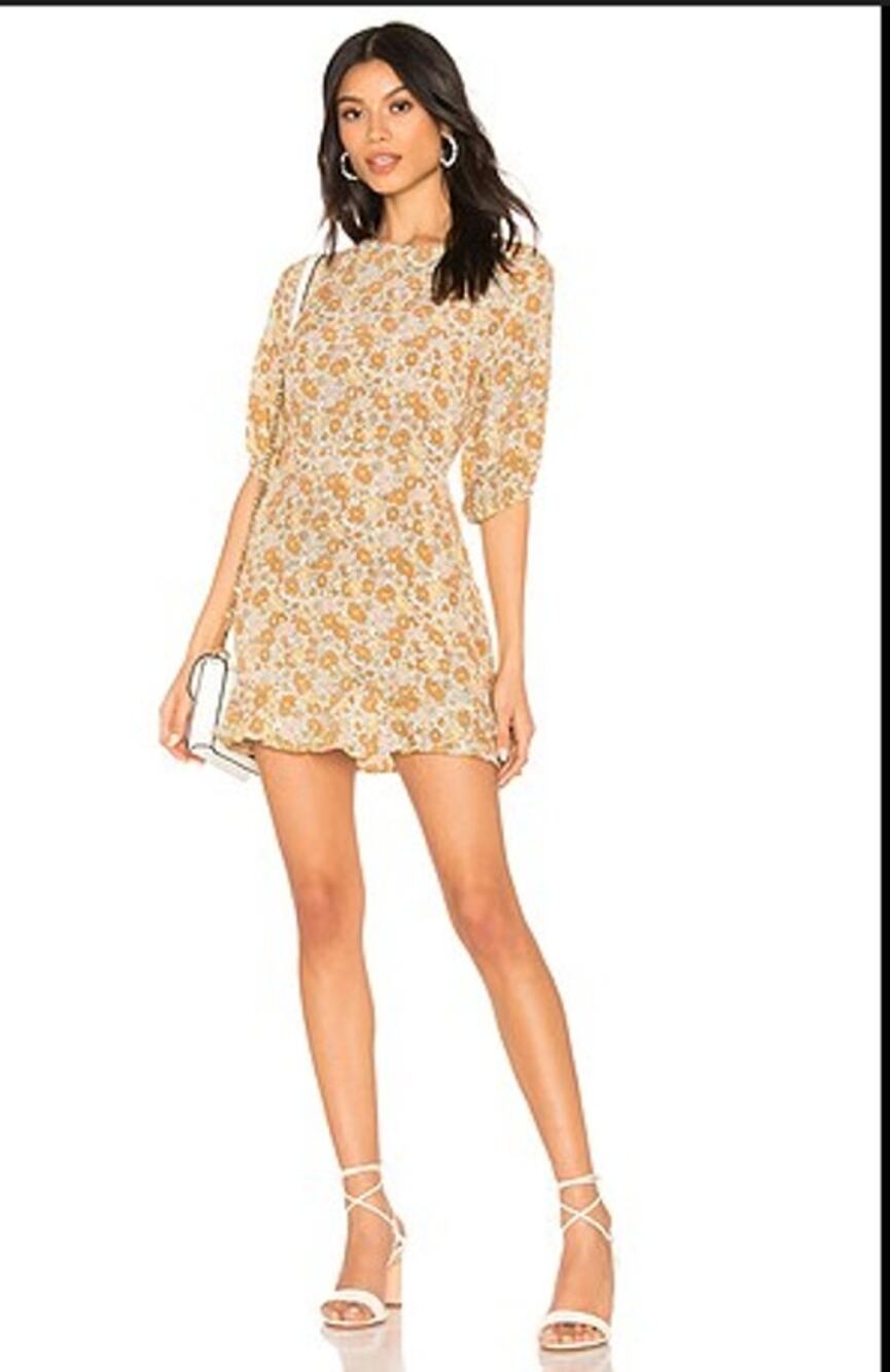 Faithfull the Brand Jeanette Mini Dress Sz 4 Fairy Boho Preppy Floral